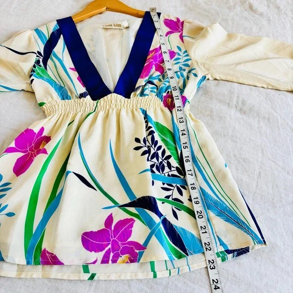 Anthropologie Yumi Kim Cream and Purple Floral Blouse Anthropologie size XS - Picture 10 of 10